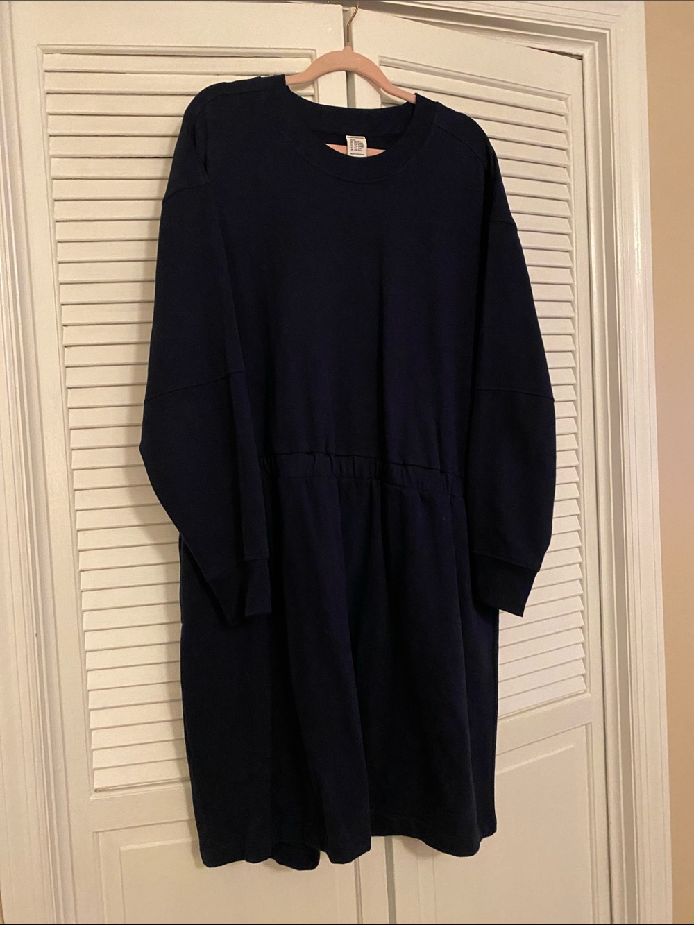Amazon Essentials Navy Sweatshirt Dress with Gathered Waist